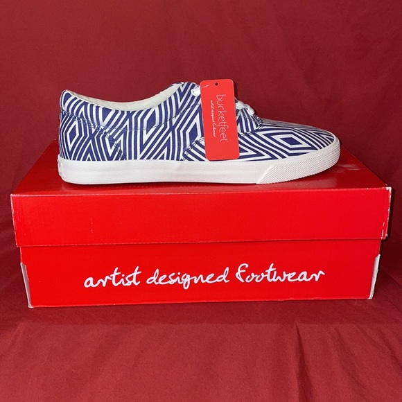 Bucketfeet Men’s Geo Canvas Lace-Up Blue/White Size 9 New in Box - Picture 2 of 7
